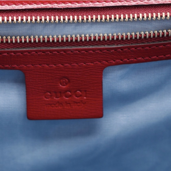 SOLD - Gucci Red Leather Shoulder Bag with Scarf - Picture 10 of 14